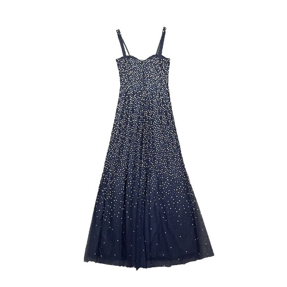 Trixxi Dress Womens 3 Navy Blue Glitter Dot Formal Gown Fit Flare Tulle MSRP 149 - Picture 5 of 16